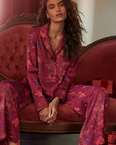 Long Sleeve Notch Collar Pajama Top - WILD WONDERS MAGENTA | Soma Online