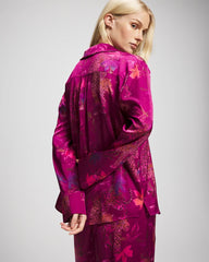 Long Sleeve Notch Collar Pajama Top - WILD WONDERS MAGENTA | Soma Online