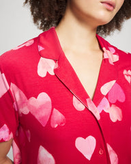 Short Sleeve Notch Collar Pajama Top - WHOLE LOTTA LOVE RED | Soma for sale