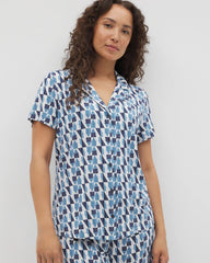 Short Sleeve Notch Collar Pajama Top - PRISM GEO MID NAVY | Soma discount