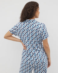 Short Sleeve Notch Collar Pajama Top - PRISM GEO MID NAVY | Soma discount
