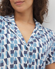 Short Sleeve Notch Collar Pajama Top - PRISM GEO MID NAVY | Soma discount