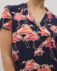 Short Sleeve Notch Collar Pajama Top - PARTY LIKE A FLOCK STAR N | Soma outlet