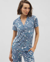 Short Sleeve Notch Collar Pajama Top - SHOW OFF PAISLEY COCONUT | Soma near me