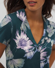 Short Sleeve Notch Collar Pajama Top - HAVEN BOTANICAL DARK SEA | Soma on sale