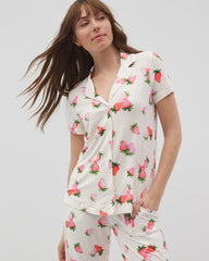 Short Sleeve Notch Collar Pajama Top - BERRY BEST CHAMPAGNE | Soma sale