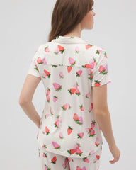 Short Sleeve Notch Collar Pajama Top - BERRY BEST CHAMPAGNE | Soma sale