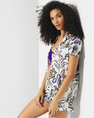 Short Sleeve Notch Collar Pajama Top - FLY BY NIGHT CHMPGNE DRMS | Soma outlet