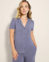 Short Sleeve Notch Collar Pajama Top - ON THE DOT EARL GRAY | Soma near me