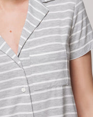 Short Sleeve Notch Collar Pajama Top - FUNDAMENTAL M HTHR OPAL G | Soma sale