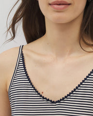 Pom Trim Pajama Cami - NIGHTCAP STRIPE NAVY | Soma discount