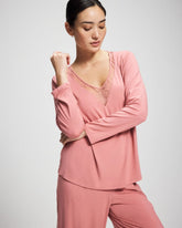 Lace Long Sleeve Pajama Top - ANTIQUE PINK | Soma outlet