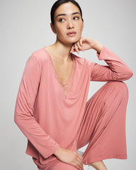 Lace Long Sleeve Pajama Top - ANTIQUE PINK | Soma outlet