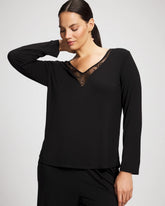 Lace Long Sleeve Pajama Top - BLACK | Soma near me