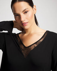 Lace Long Sleeve Pajama Top - BLACK | Soma near me