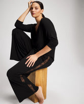 Lace Relaxed Wide Leg Pajama Pant - BLACK | Soma sale