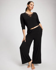 Lace Relaxed Wide Leg Pajama Pant - BLACK | Soma sale