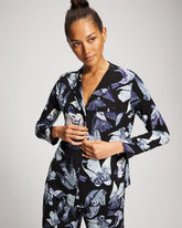 Piped Long-Sleeve Notch Pajama Top - WHIMSICAL WINGS BLK MID | Soma outlet