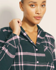 Super Soft Long-Sleeve Notch Collar Pajama Top - ASPEN PLAID EVERGLADE | Soma discount