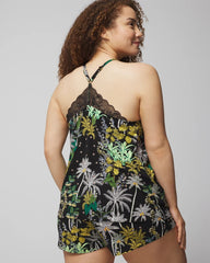 Lace Pajama Cami - OASIS PALMS BLACK/WS | Soma outlet