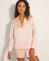 Long-Sleeve Notch Collar Pajama Top - PIN STRIPE VERTICAL PEACH | Soma near me