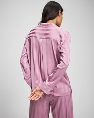Shadow Stripe Long Sleeve Pajama Notch Collar Top - LILAC WINE | Soma on sale