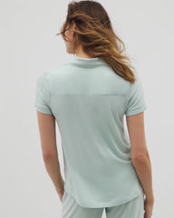 Solid Short Sleeve Notch Collar Pajama Top - HARBOR GREEN | Soma outlet