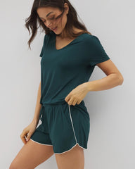 Solid Piped Pajama Shorts - DARK SEA | Soma discount