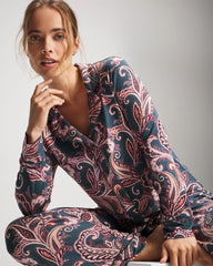 Long-Sleeve Printed Notch Collar Pajama Top - IMPERIAL PAISLEY MD PET | Soma discount