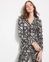 Long-Sleeve Printed Notch Collar Pajama Top - AMAZONIA TILE BLACK | Soma for sale
