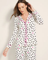 Long-Sleeve Printed Notch Collar Pajama Top - FANCIFUL DOT CHAMPAGNE | Soma discount