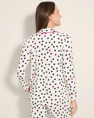 Long-Sleeve Printed Notch Collar Pajama Top - FANCIFUL DOT CHAMPAGNE | Soma discount