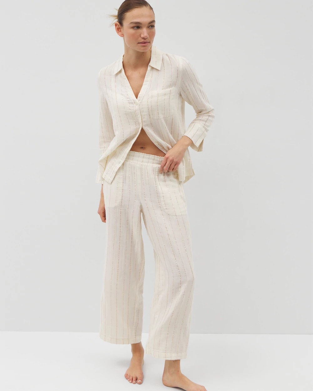 Cotton Gauze Pajama Pant - CHAMPAGNE STRIPE | Soma Online