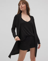 Lightweight Rib Knit Long Sleeve Wrap - BLACK | Soma Online