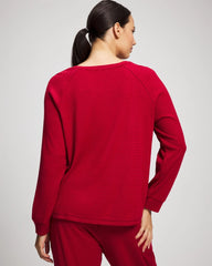 Cozy Waffle Long Sleeve V-Neck Pajama Top - PAINT THE TOWN RED | Soma on sale