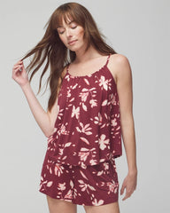 Shirred Neck Pajama Cami - BUDDING ROMANCE VERMILL | Soma Online