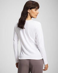Ruched Long Sleeve Pajama Tee - OPTIC WHITE | Soma Online
