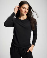 Ruched Long Sleeve Pajama Tee - BLACK | Soma outlet