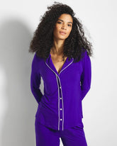 Long-Sleeve Notch Collar Pajama Top - PASSIONFLOWER | Soma for sale
