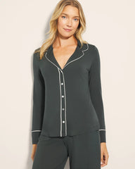 Long-Sleeve Notch Collar Pajama Top - DARK EVERGLADE | Soma on sale