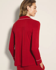 Long-Sleeve Notch Collar Pajama Top - PAINT THE TOWN RED | Soma sale