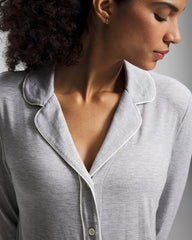 Long-Sleeve Notch Collar Pajama Top - HEATHER OPAL GRAY | Soma discount