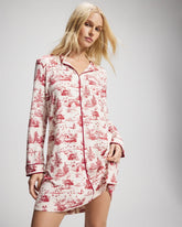 Piped Long-Sleeve Sleepshirt - ENCHANTED TOILE CHAMPAGNE | Soma sale