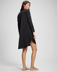 Long-Sleeve Sleep Shirt - SILVER DEW DROP/BLACK | Soma outlet