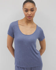Lightweight Rib Knit Short Sleeve Pajama Tee - HEATHER DUSK | Soma outlet