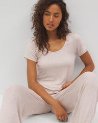 Lightweight Rib Knit Short Sleeve Pajama Tee - HEATHER BARELY THERE | Soma near me