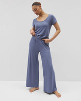 Lightweight Rib Knit Wide Leg Pajama Pants - HEATHER DUSK | Soma discount