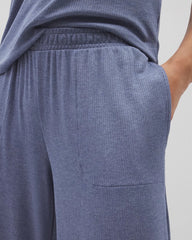 Lightweight Rib Knit Wide Leg Pajama Pants - HEATHER DUSK | Soma discount