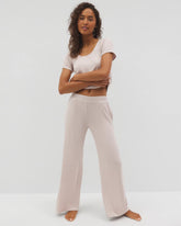 Lightweight Rib Knit Wide Leg Pajama Pants - HEATHER BARELY THERE | Soma Online