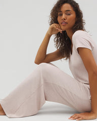 Lightweight Rib Knit Wide Leg Pajama Pants - HEATHER BARELY THERE | Soma Online